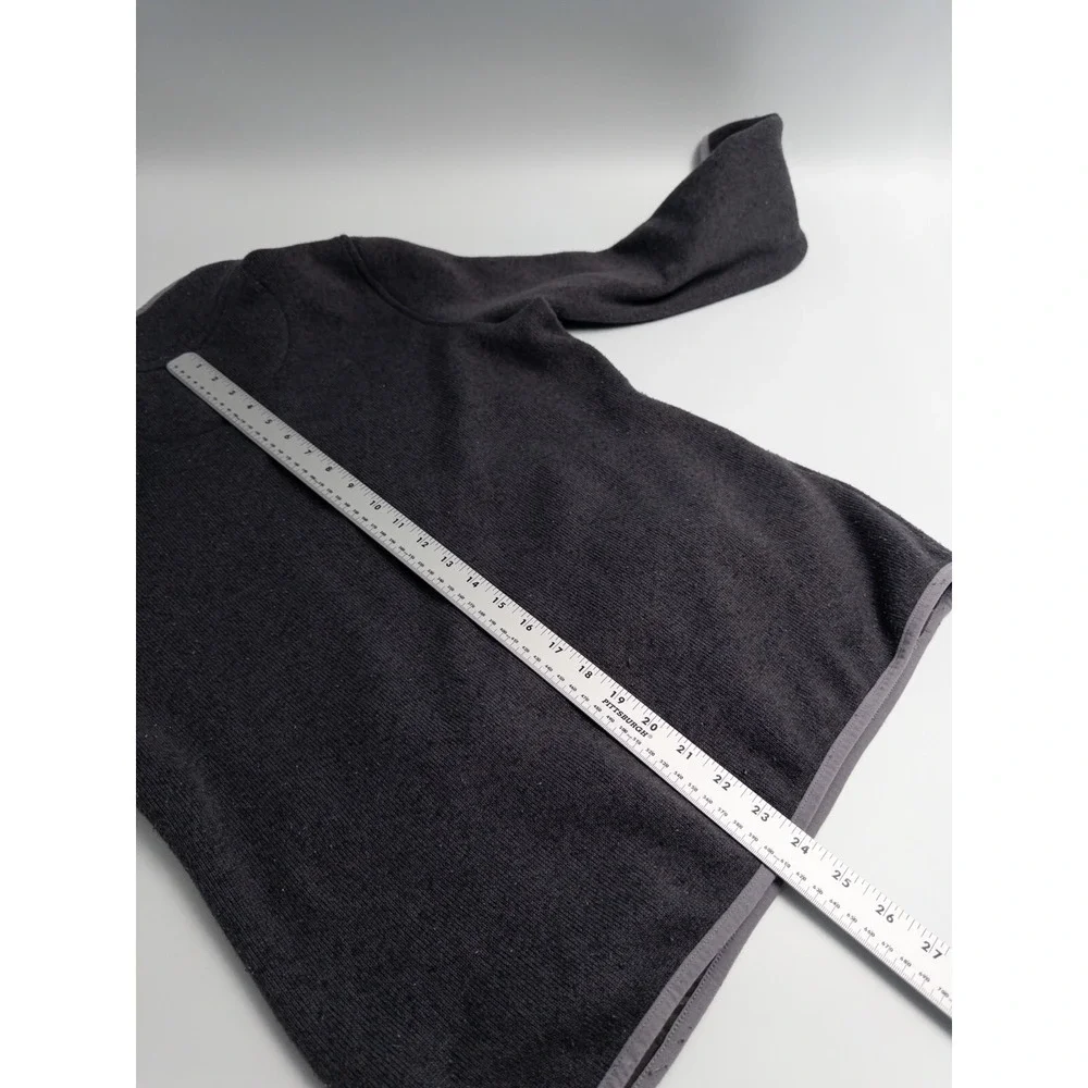 LL Bean Fleece Sweater Mens M Gray Snap Mock Neck Pockets 1/4‎ Pullover Outdoor